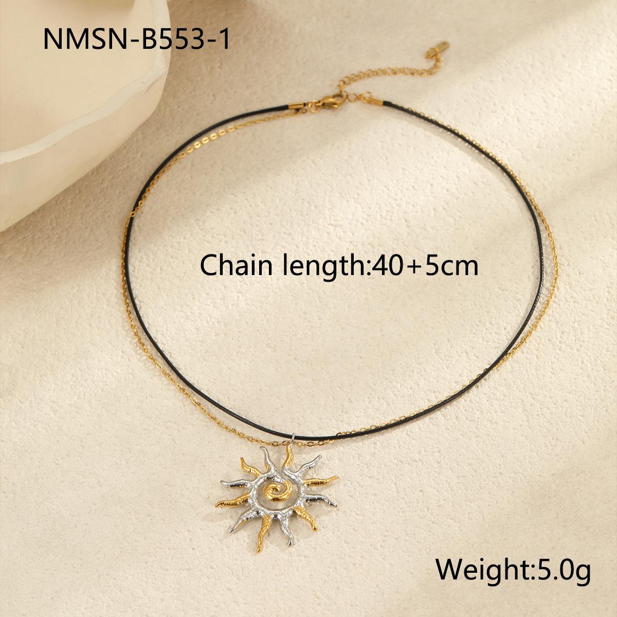 GEMCHIC Women s Stainless Steel Layered Dual-Color Sunflower Necklace, Elegant Light Luxury Minimalist Tassel Pendant