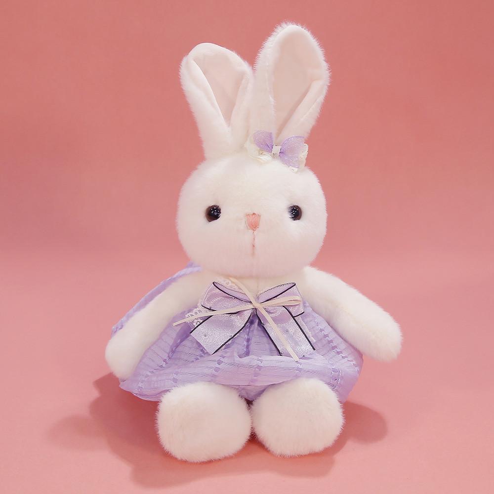 Plush Rabbit Toy With Dress And Bow Decoration For Girls