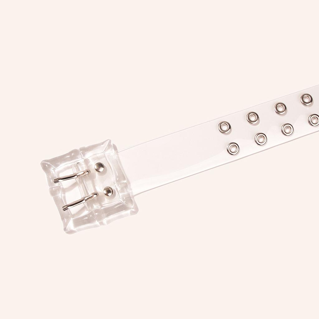 New Resin Buckle Transparent Double Exhaust Eyes Wide PVC Fashion Women's Belt Belt