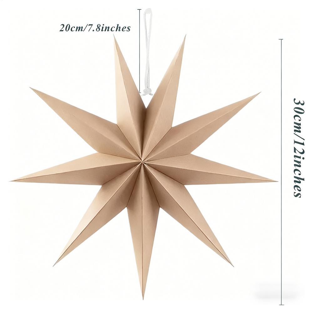 

30cm Nine Cornered Paper Star Ornaments 5pcs Christmas Star Wall Pendant Decorations DIY Stars Christmas Party Decoration