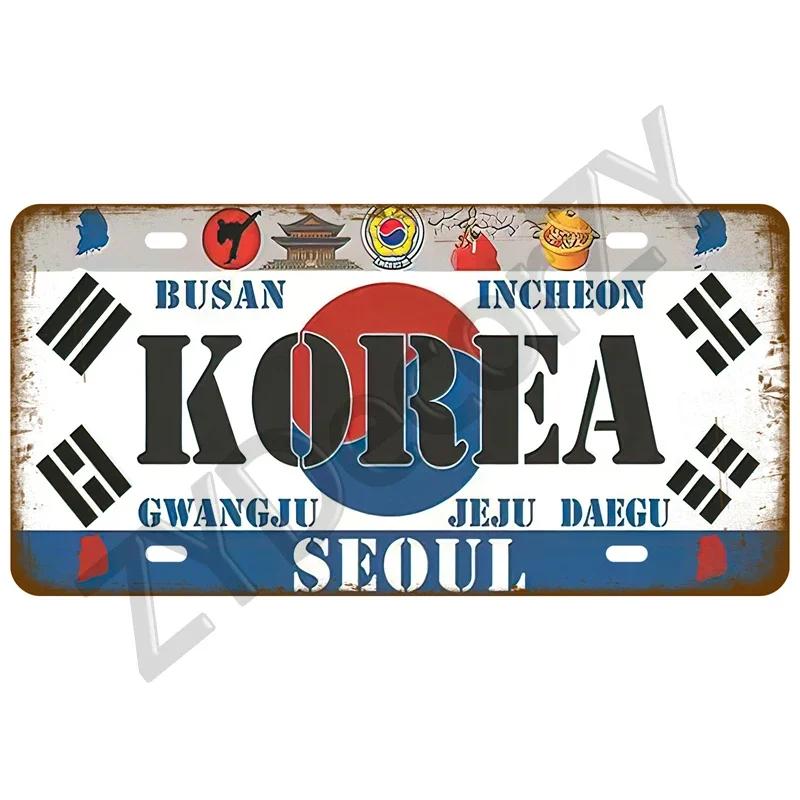 KLIOU Country Flag Tin Signs 15x30 Plaque France Spain Germany License Plate For Wall Home Restaurant Craft Bar Decor Metal Sign