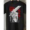 Men's VII Cloud & Strife Anime T-Shirt - Japanese Gaming Tee with Iconic Print, Softstyle Round Neck Casual Shirt Suitable for Gamers, Machine
