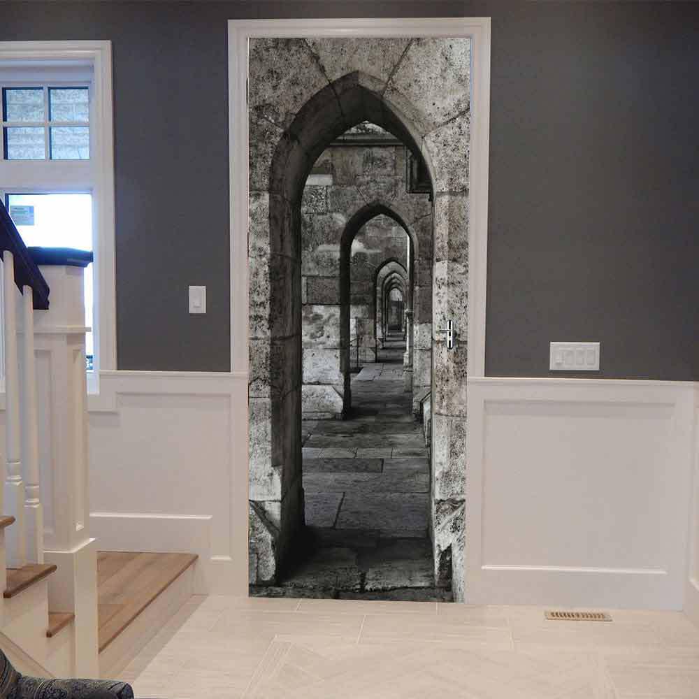 Creative Suspension Bridge Door Decoration Living Room Waterproof Self-Adhesive 3D Door Sticker Refurbished Wall Sticker Home