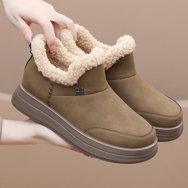 Birkenstock Women's Winter Fleece Women's Shoes, Cotton Shoes, Women's One-foot Pedals, Platform Mom Shoes, Fashionable Height-enhancing Shoes