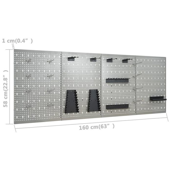 VidaXL Établi avec 4 Panneaux Muraux, Table de Travail avec Porte-outils, Établi de Bricolage avec Rangement, Organisateur 3053429