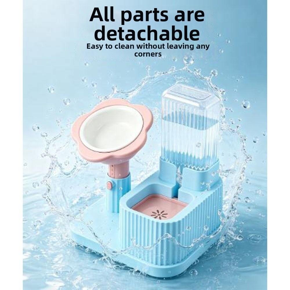 2-in-1 Pet Bowl Adjustable Height Automatic Water Dispenser Cat Water Food Bowl Cat Feeding