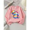 Kids' Sweatshirts, Girls' Sweatshirts, Girls' Autumn Winter Fashion Rainbow Unicorn Easter Egg Print Long Sleeve Round Neck Sweatshirt