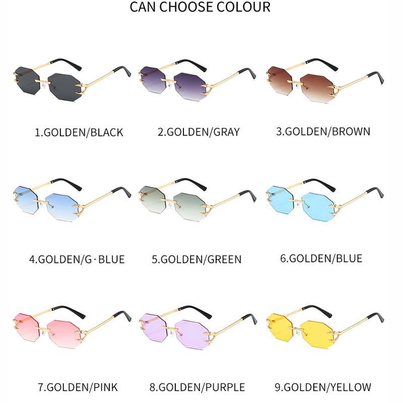Fashion Rimless Square Sunglasses UV400 Retro Gradient Frameless Sunglass High Quality Small Frame Popular Metal Eyewear