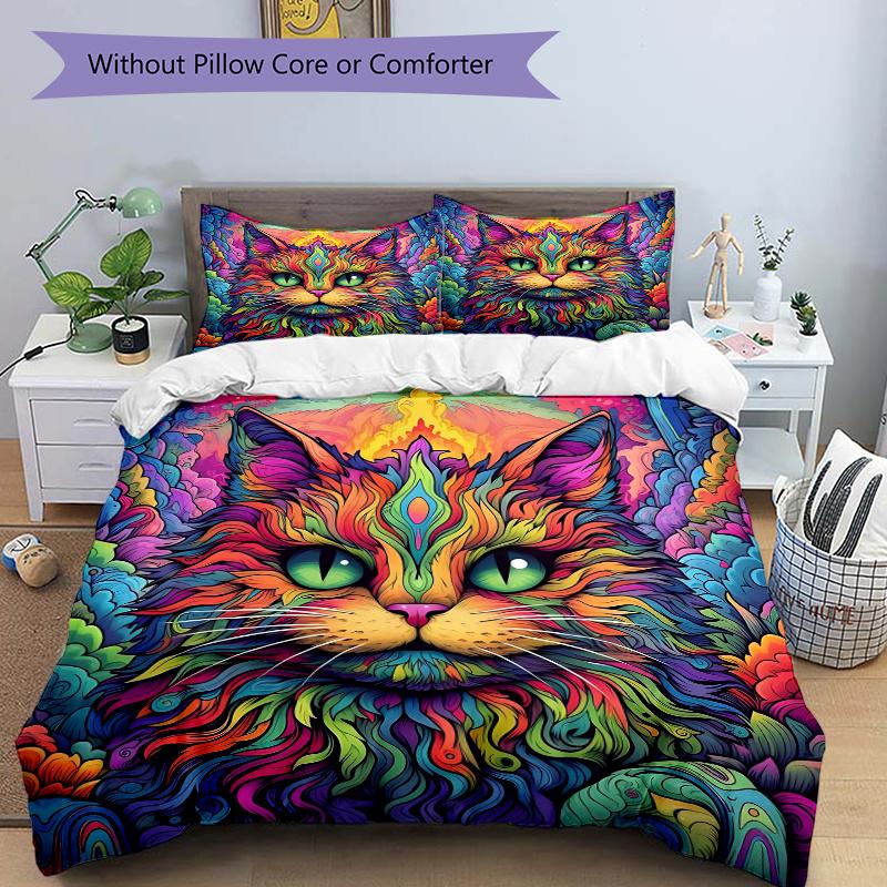 

3pcs Cat Art Design Bedding Set - Includes Comfortable Bedding with Stylish Design for Bedroom M025 135x200cm