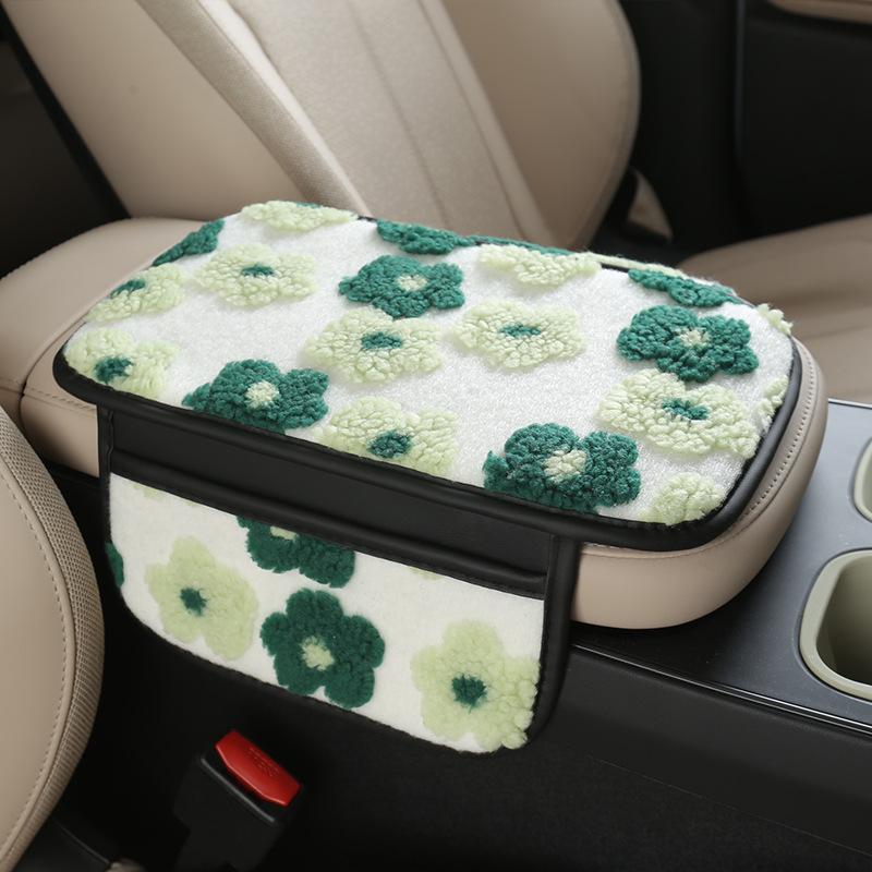 1Pcs Automobile Interior Decoration Cute Car Armrest Box Plush Cover Cushion Warm Center Console Arm Cover Pads
