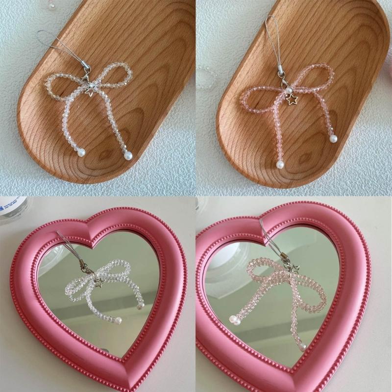 Mobile Phone Chain Anti-Lost Soft Rope Strap Lanyard Bead Bowknot Star Phone Case Key Chain Bag Pendant Accessory