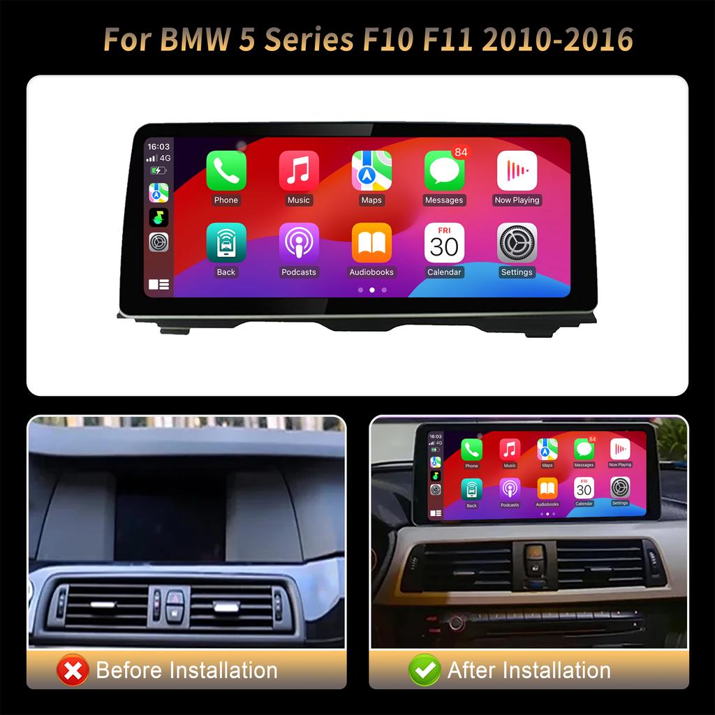 12.3" For BMW 5 Series F10 F11 2010-2016 Android 14 Car Radio Multimedia Stereo 4G GPS Navigation Wireless BT CarPlay Screen