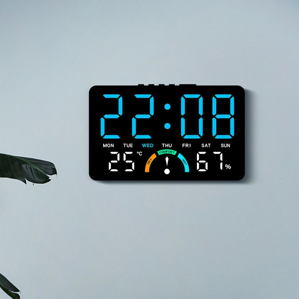 Wall-mounted Electronic Wall Clock Multi-functional Temperature Digital LED Clocks Voice Control Calendar Display Table Clock