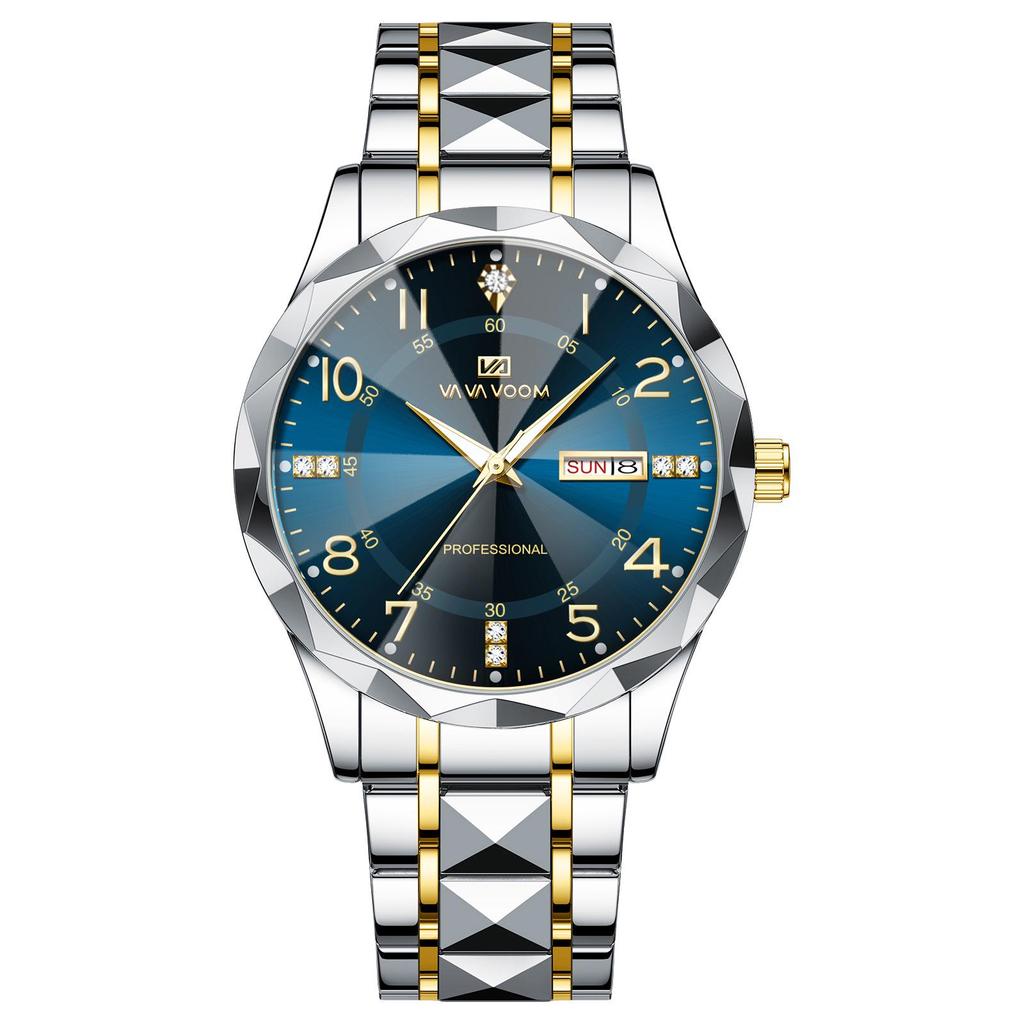 Wow Order Change Logo Men's Diamond-Cut Design Wristwatch