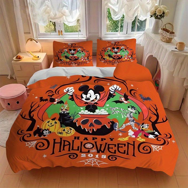 3pcs Mickey Happy Halloween Bedding Set Includes Quilt Cover and Pillowcases, Suitable for All Seasons B061