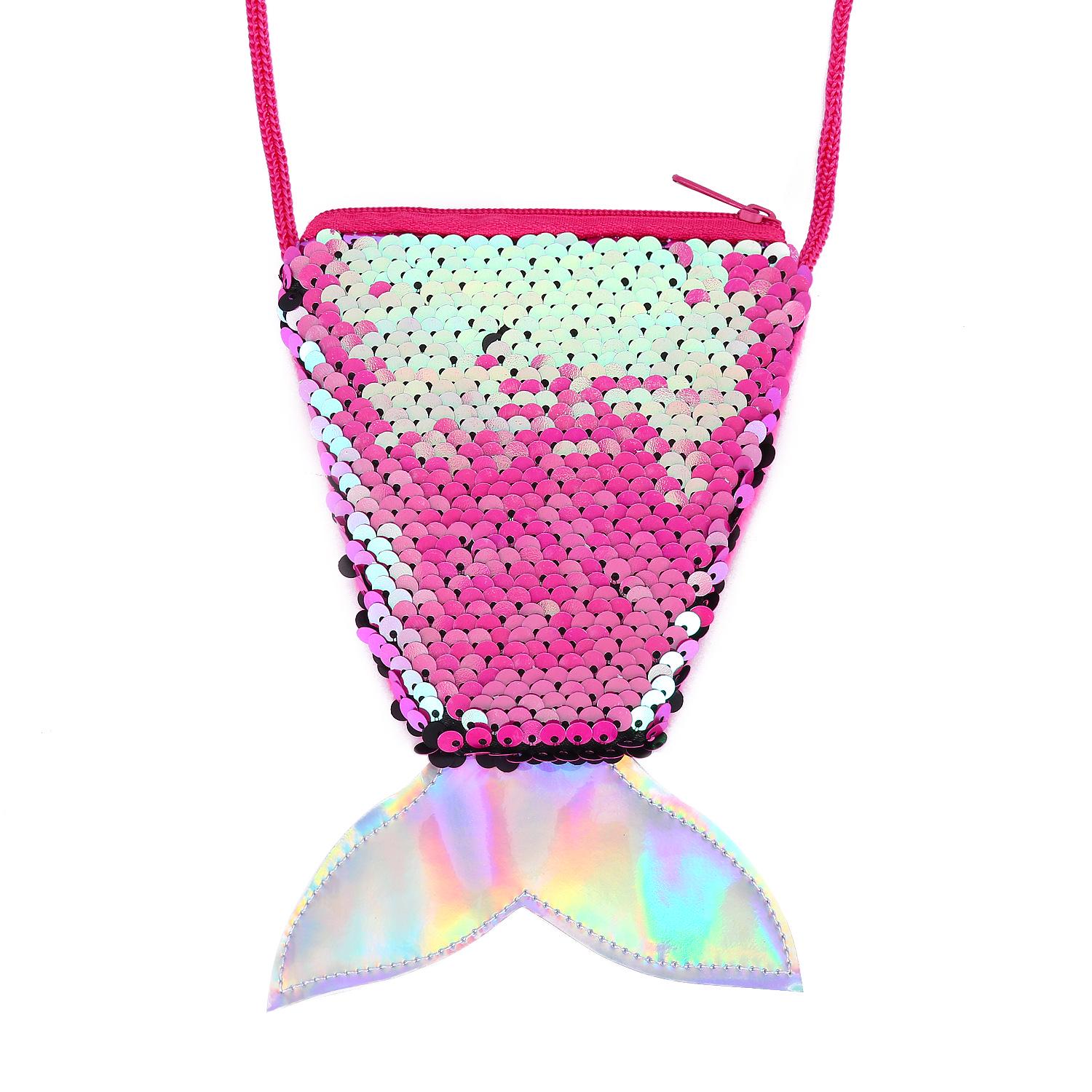 Children s Mermaid Sequin Lanyard Coin Purse - Girls  Crossbody Wallet