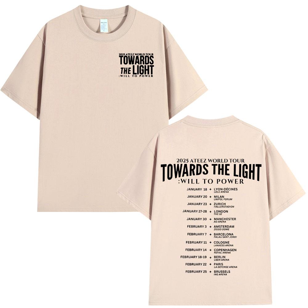 2025 Světové turné Ateez Směrem ke světlu: Will To Power Tričko Pánské Dámské Bavlněná trička Módní Korejské Kpop Tričko Streetwear