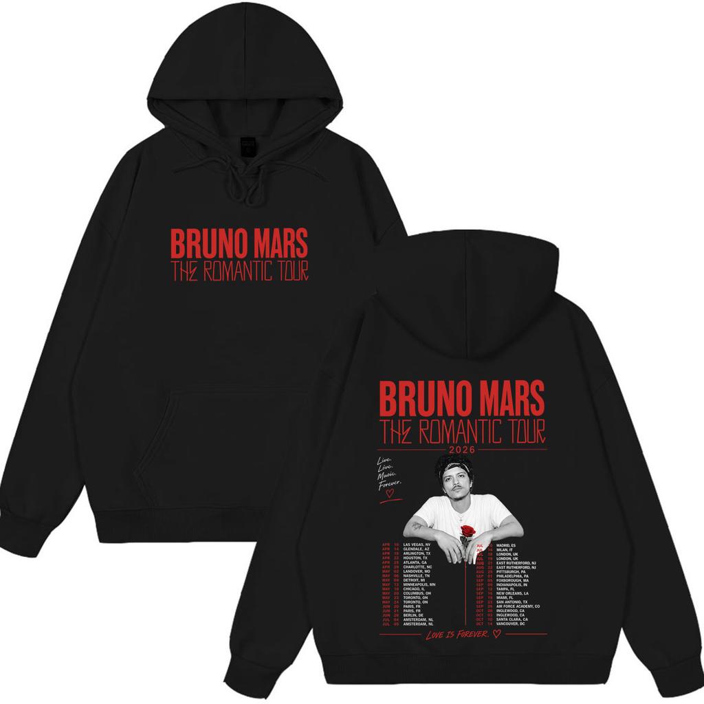 Bruno Mars The Romantic Tour Print Hoodie Man Woman Autumn Winter Aesthetic Trendy Vintage Sweatshirts