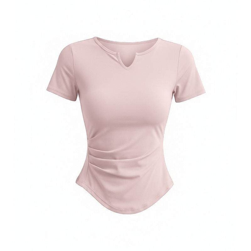 Small friendly yoga T-shirt women's V-neck waist short thin quick-drying breathable sports fitness clothes top