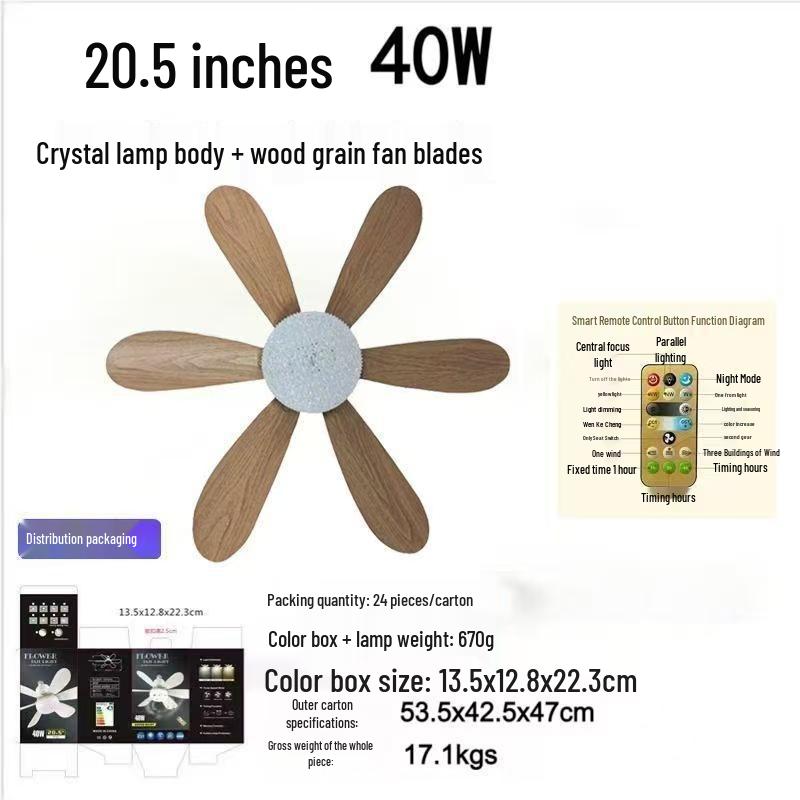 E27 Easy Install Silent Smart Ceiling Fan Light with 3 Dimmable Colors