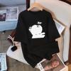 Korean Style Loose Fit Cartoon Print Women's Mid-Length Pure Cotton Short Sleeve Tee