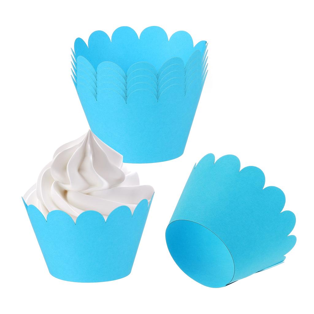 50pcs Baking Cupcake Wrapper Wraps Cake Box Baking Cups Standard Wave Decoration for Anniversary Birthday Weddings Parties