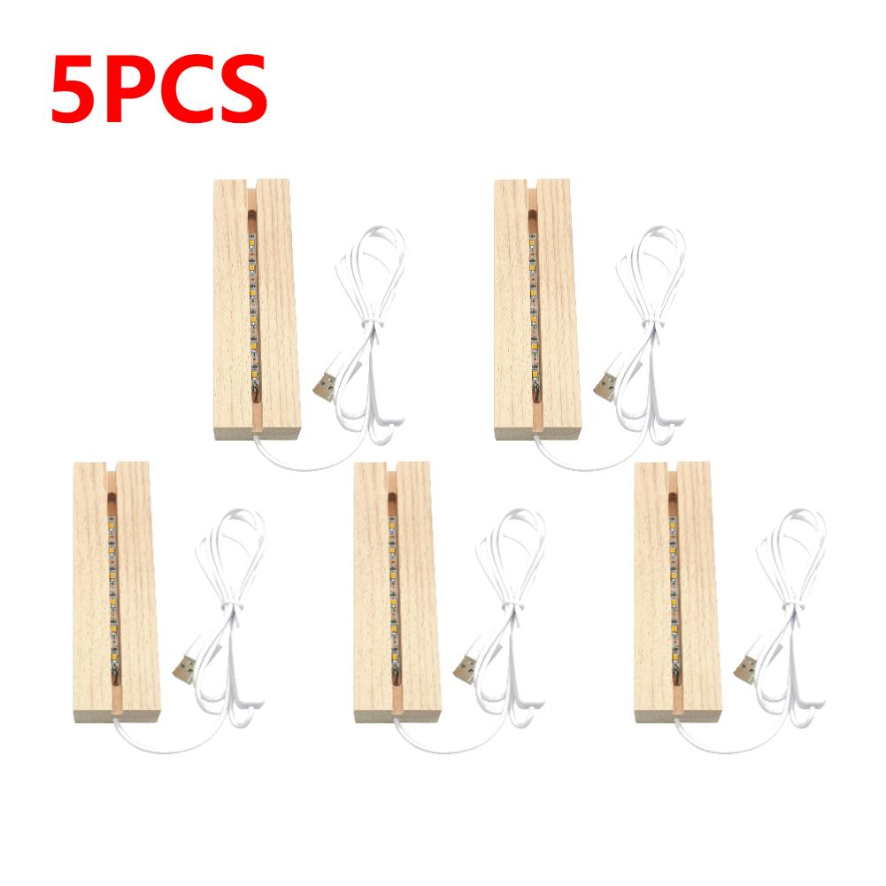1-5pcs LED Wood Light Display Crystal Wooden Lighted Base Stand Acrylic Light Plate Base USB Wooden Base for Resin Art Lights