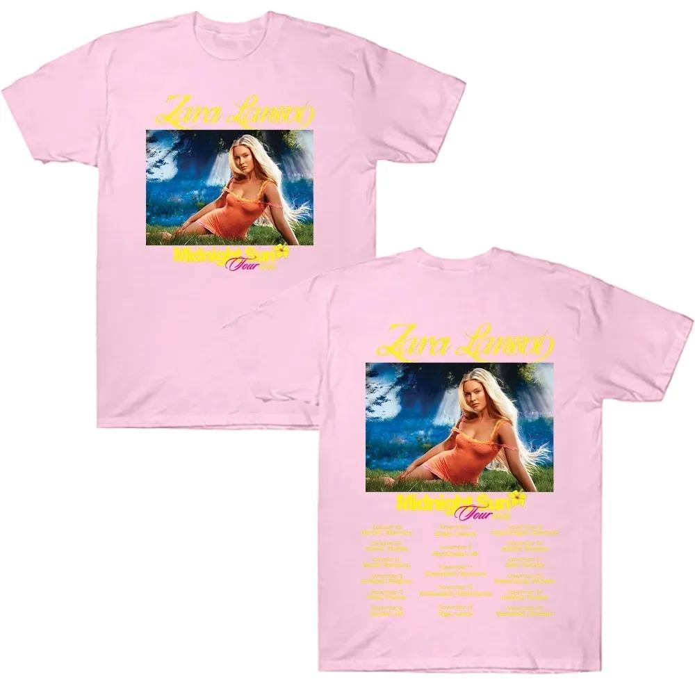 Zara Larsson Midnight Sun Global Tour Mercah T-Shirt Men Women Album Poster Graphic Print Cotton Tees Neck Loose Oversized Tops