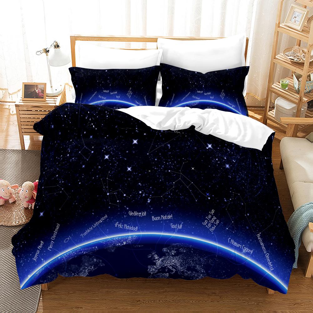 

Starry Sky Bedding Set 3D Printed Duvet Cover Set Outer Space Theme Soft Single Twin Double Queen King Size Gift For Decor Eu Single 135x200cm