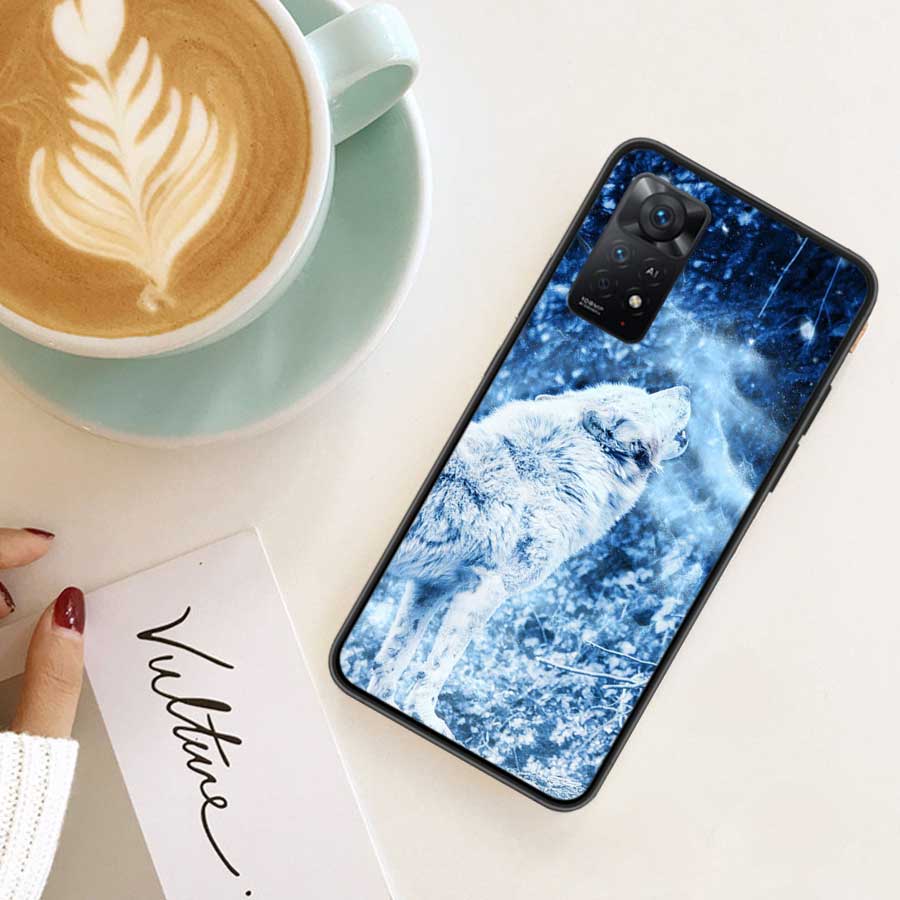 Sniegbaltīte Blue Eyes Wolf telefona maciņš Redmi Note 13 Pro 5G Plus 12 12C 10 10A 10C 9 9A 9C 9T 8 8A K60 K70 Pro Xiaomi Cover 7