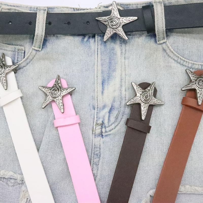 Youth Adult Belt Fashionable Star Conch Buckles Waist Belt Workwear Belt for Everyday Wear