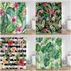 Tropical Leaves Shower Curtain Green Leaf Palm Flower Flower Bathroom Curtain Green Plant Bathroom Decoration with Hook