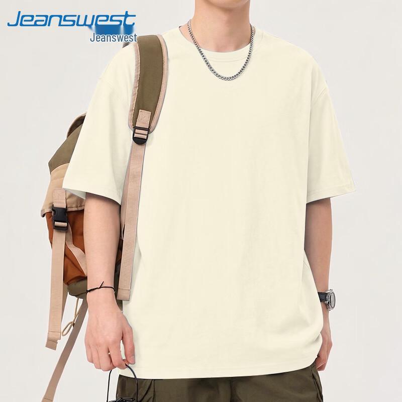 Унисекс хлопковая футболка Jeanswest большого веса M светло-бежевый