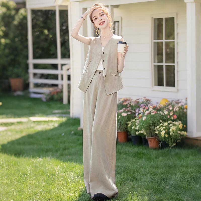 Women's Sleeveless Vest & Wide-Leg Pants Set