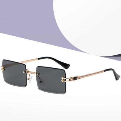 17351 Square Trimmed Sunglasses For Women, European And American Fashion For Rimless Glasses, Personalized Street Sunglasses