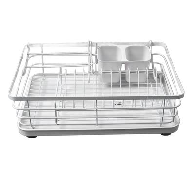 Dish Drainer Organizer Shelf Rugged 360 Degrees  Rotatable Spout Large Capacity Dish Drying Rack for Kitchen Counter