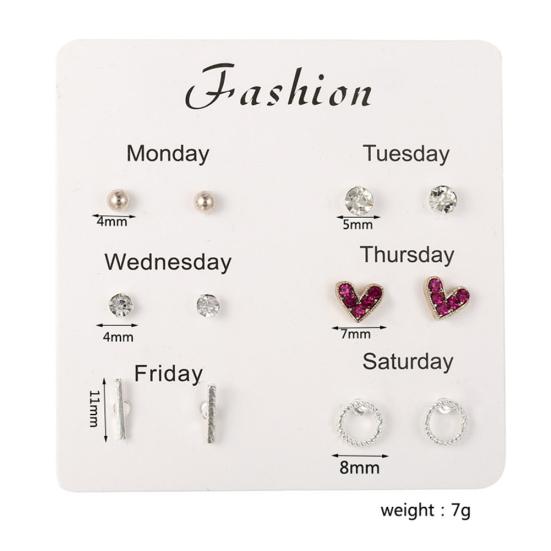 6 Paar Ohrstecker für Damen, Schneeflocke, Herz, Stern, Blatt, künstlicher Edelstein, Schmuck, Geschenk