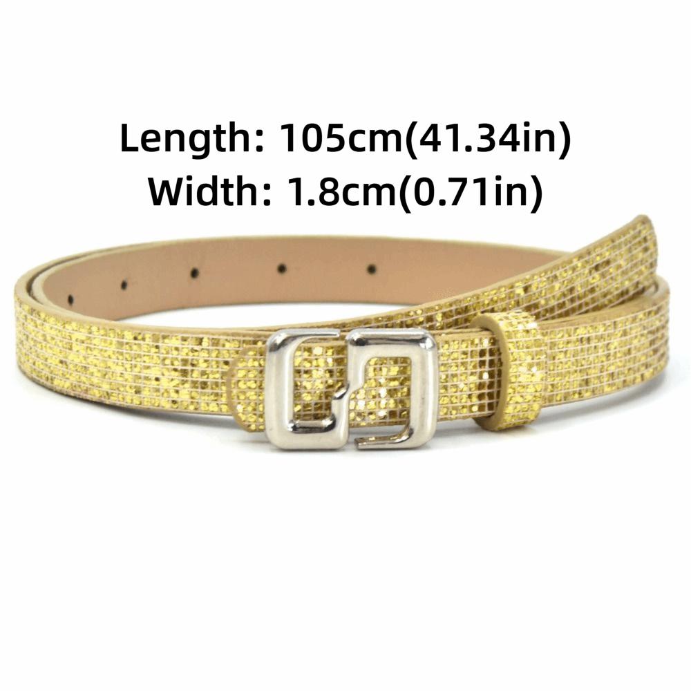 Bling Bling Sparkling Rhinestone Belt Versatile Luxury Brand Design S-shaped Buckle Belt Glitter Vintage PU Leather Belt