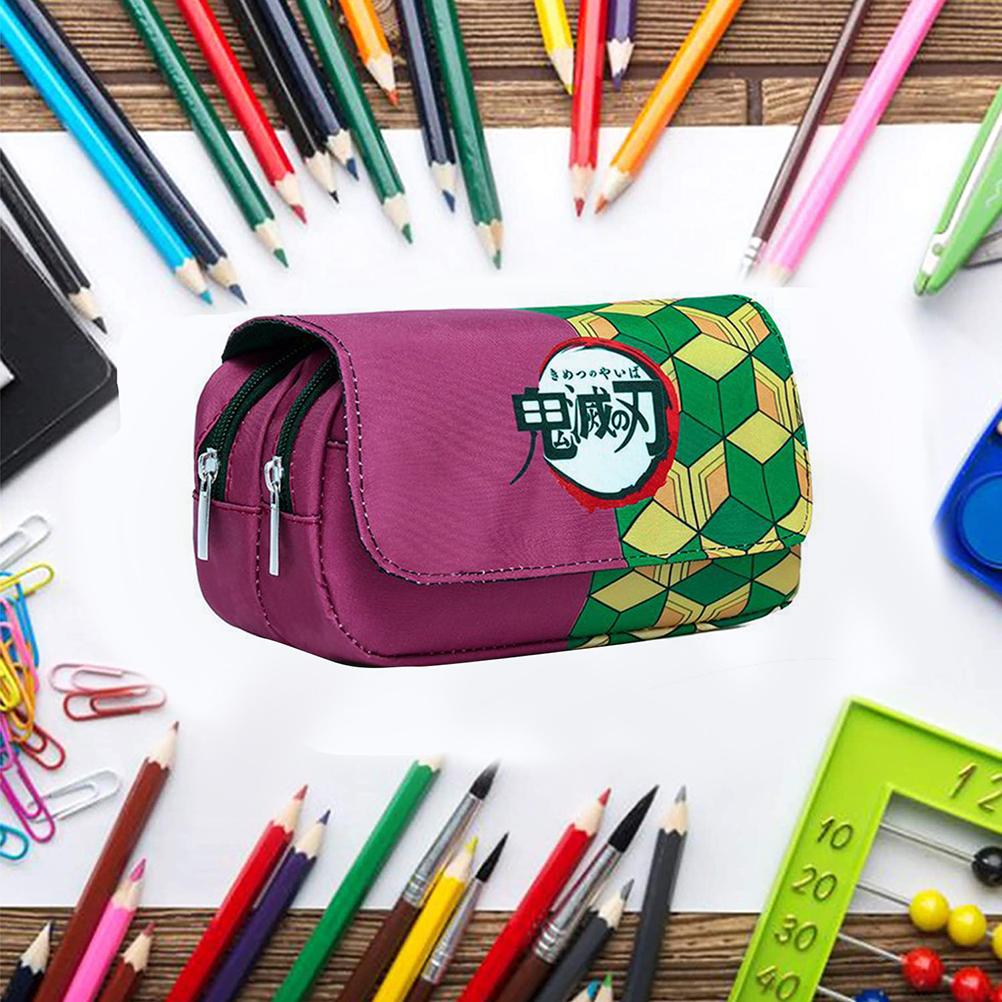 Pencil Case Large Capacity Cartoon Anime Pencil Case Double Layer Canvas Pencil Bag Gift for Girls