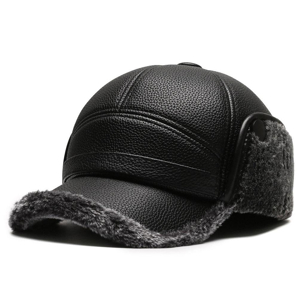 Pu hat male winter father grandfather thermal hat thickened thermal leather hat old man ear protection cap
