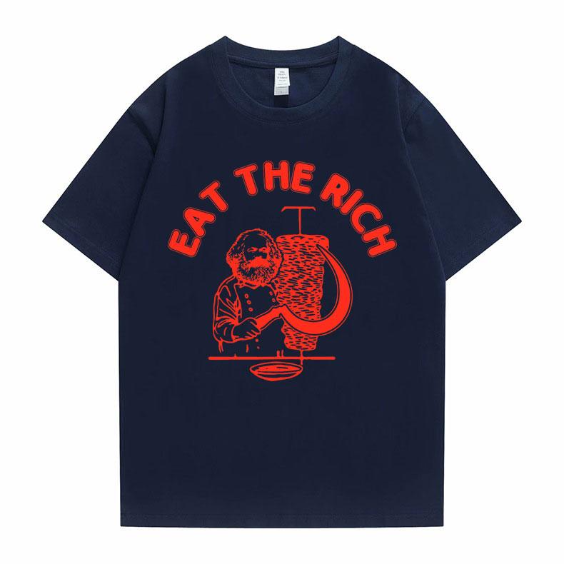 New Funny Men Women Casual Oversized Tshirt Eat The Rich Doner D%C3%B6ner Kebab Karl Marx Socialist Hasan Piker Graphic T-shirts