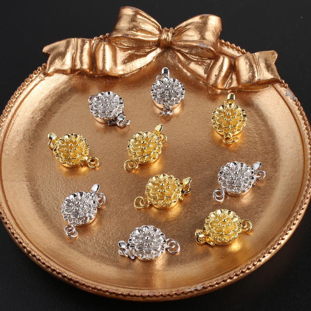 2Pcs Petal-Shaped Clasps For Necklace Bracelet Brass Buckle Hooks Connector For DIY Jewelry Making Accessories