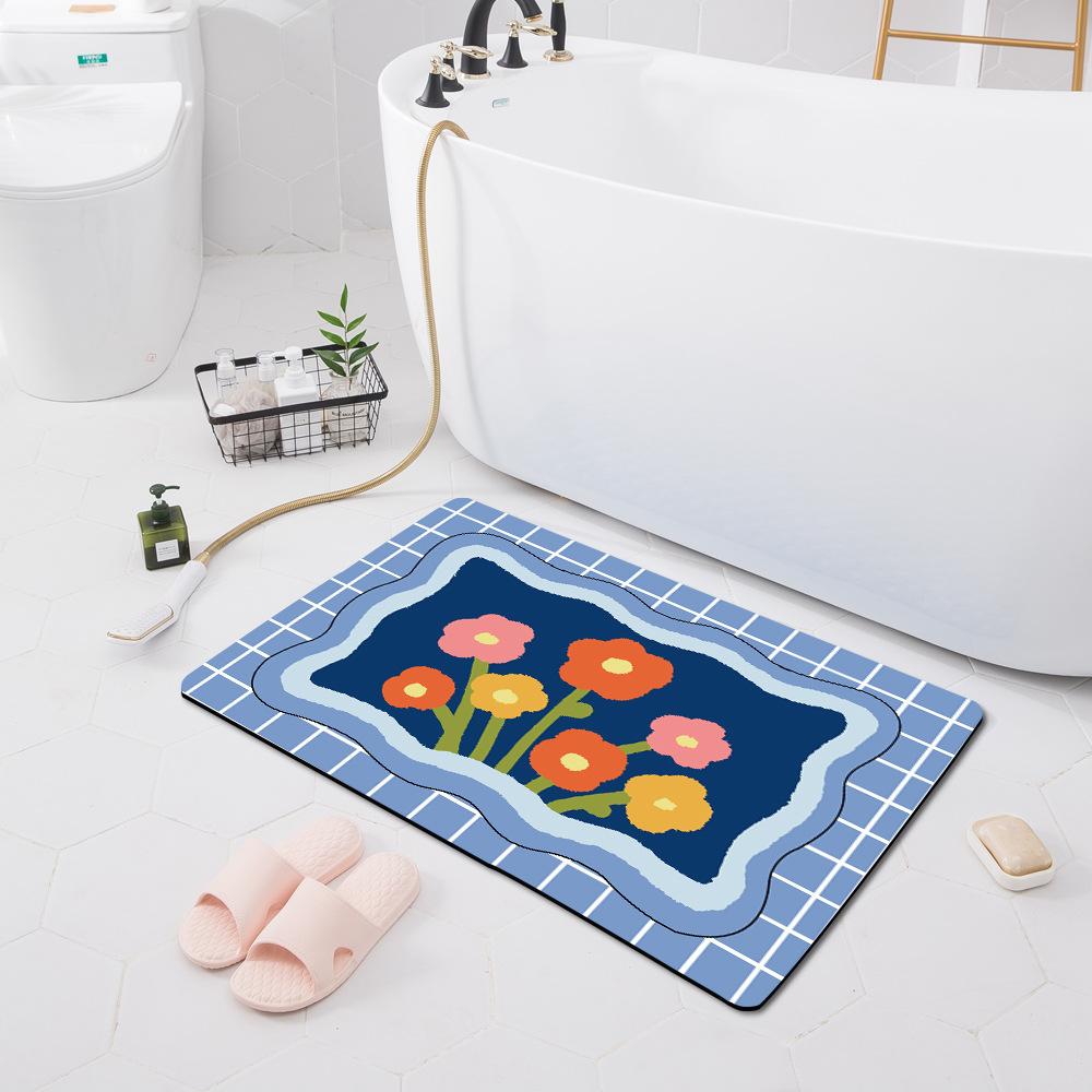 Bathroom Absorbent Non-Slip Mat, Technical Velvet, Bathroom Foot Mat, Door Kitchen Floor Mat