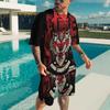 Creative Personalized Skeleton 3D Printed Men's Two-Piece Set Summer Fashionable Soft Comfortable Breathable Large Loose Casual Style Sports Wear