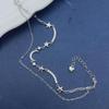 S925 Sterling Silver Star & Moon Double Layer Bracelet - Elegant, High-End Gift for Women