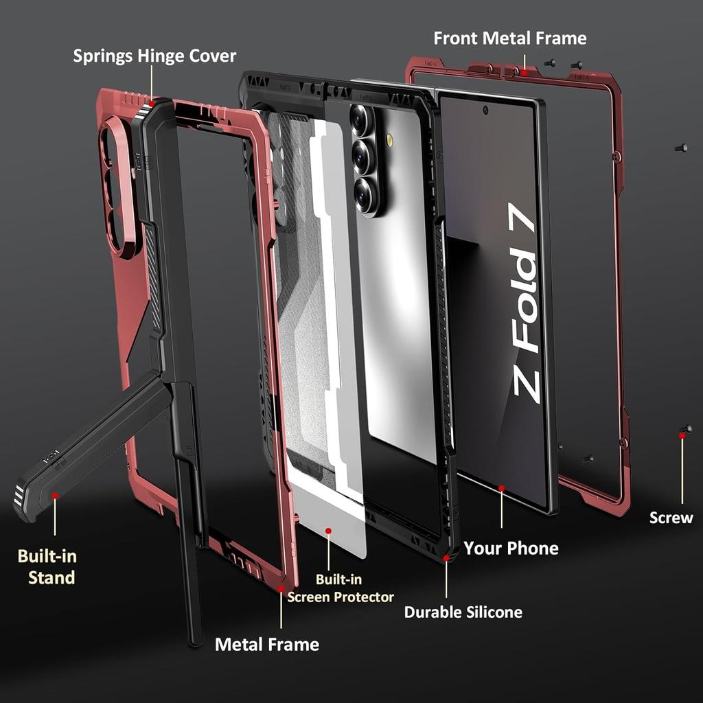 Case for Samsung Z Fold 7 6 5 4 Metal Heavy Duty Aluminum Bumper Shockproof Cover Screen Protection Bracket for Galaxy Z Fold 7
