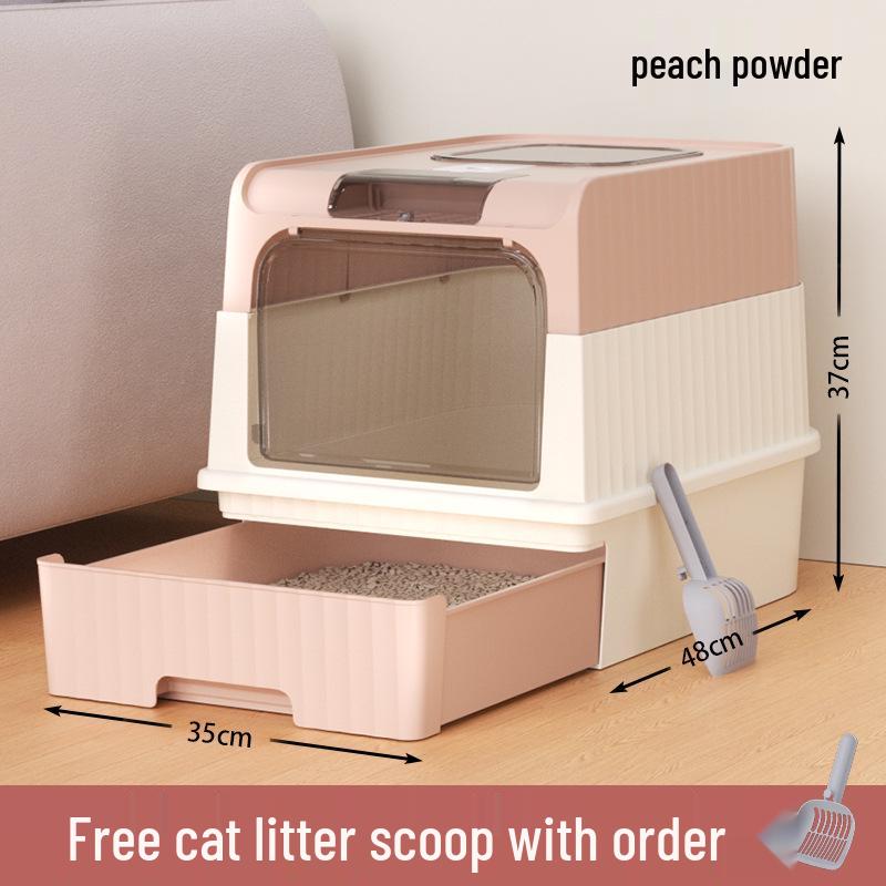 

Очень большой закрытый кошачий лоток с высоким бортиком и лопаткой Pet Supplies