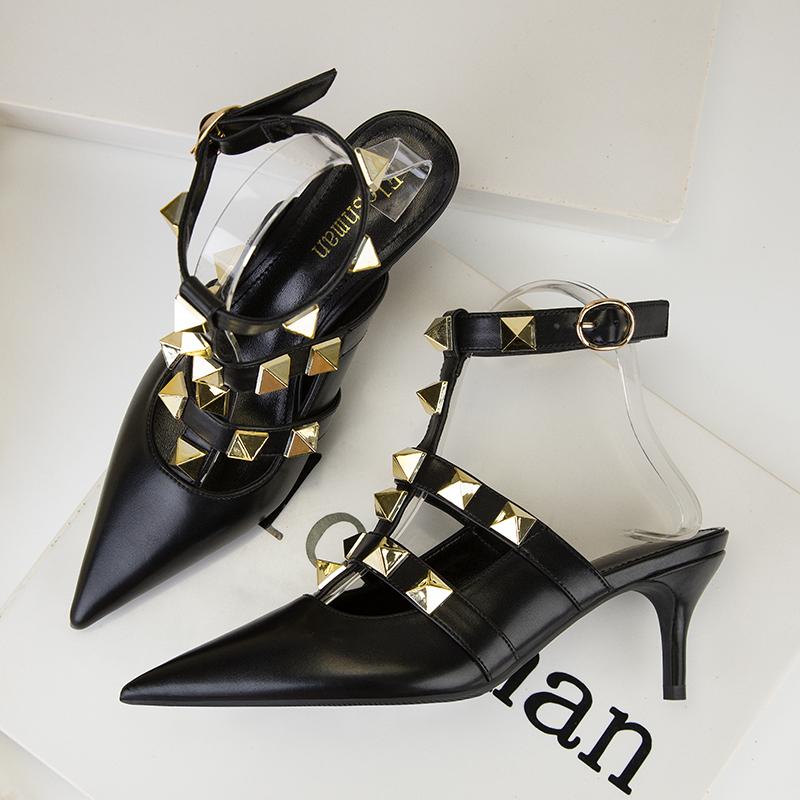 New Women Pumps Summer Fashion Sexy Rivets Pointed Toe Wedding Party High Heeled Shoes Woman Sandals Zapatos Mujer