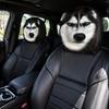 1 Pair Car Headrest Covers, Fun Style Husky Seat Protection Covers, Double-sided Printed Universal Elastic Car Seat Decoration