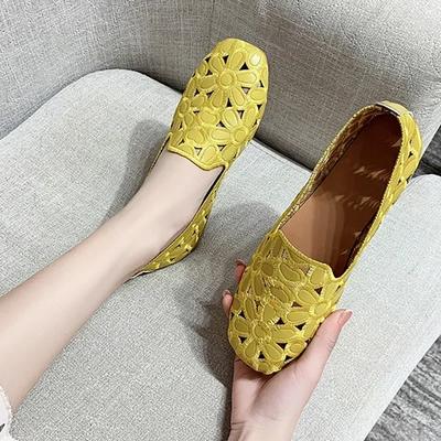 Fashion Women Flats Slip On Loafers Foldable Flats for Women Square Toe Single Shoes Hollow Out Fashion Party Casual Fashion Women Shoes
